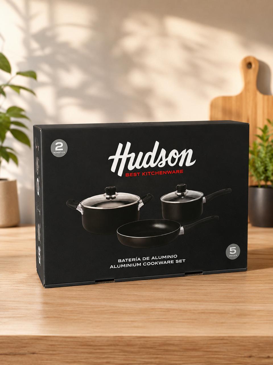 Juego de cacerola hudson + sarten - 5 piezas