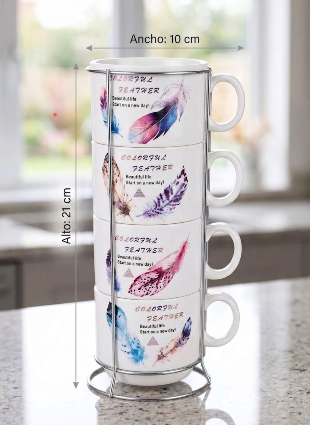set de tazas de cafe x4 con organizador