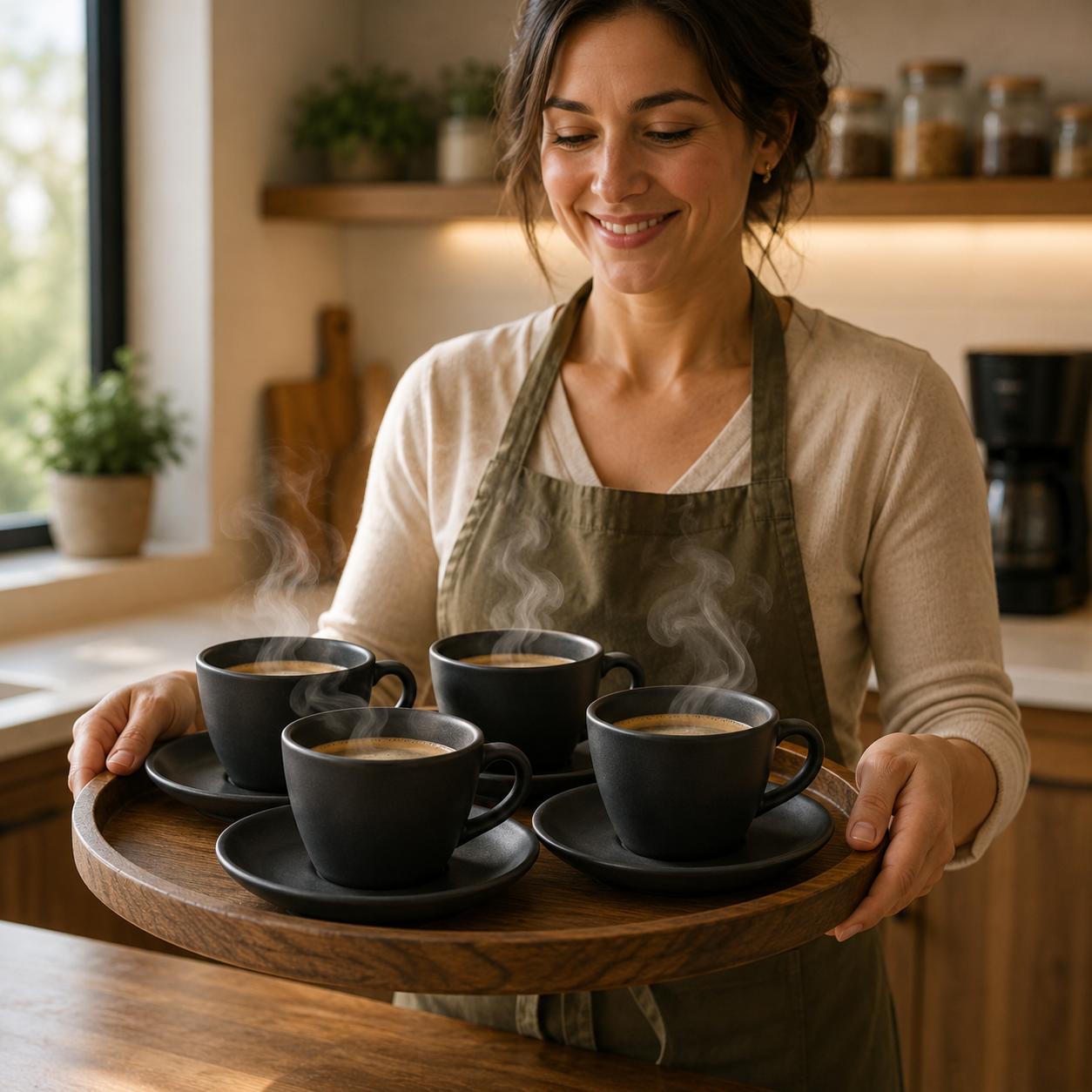 set de cafe 8 piezas negra durax