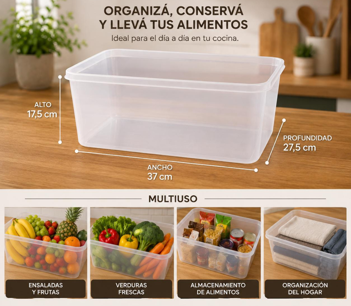 Hermetico de plastico reforzado 14 Litros organizador