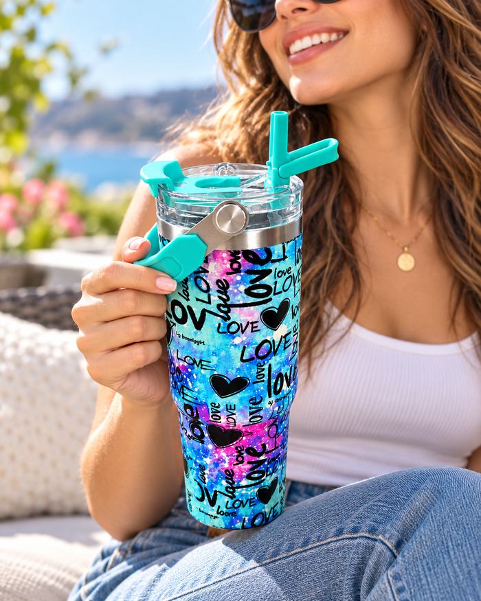 Vaso Térmico de Acero Inoxidable Love 900 ml con Manija