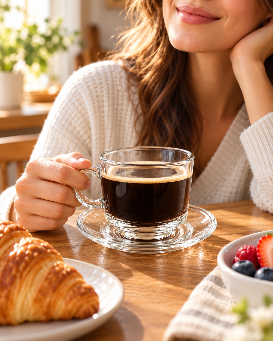 Set x6 Tazas con Plato de Vidrio para Café