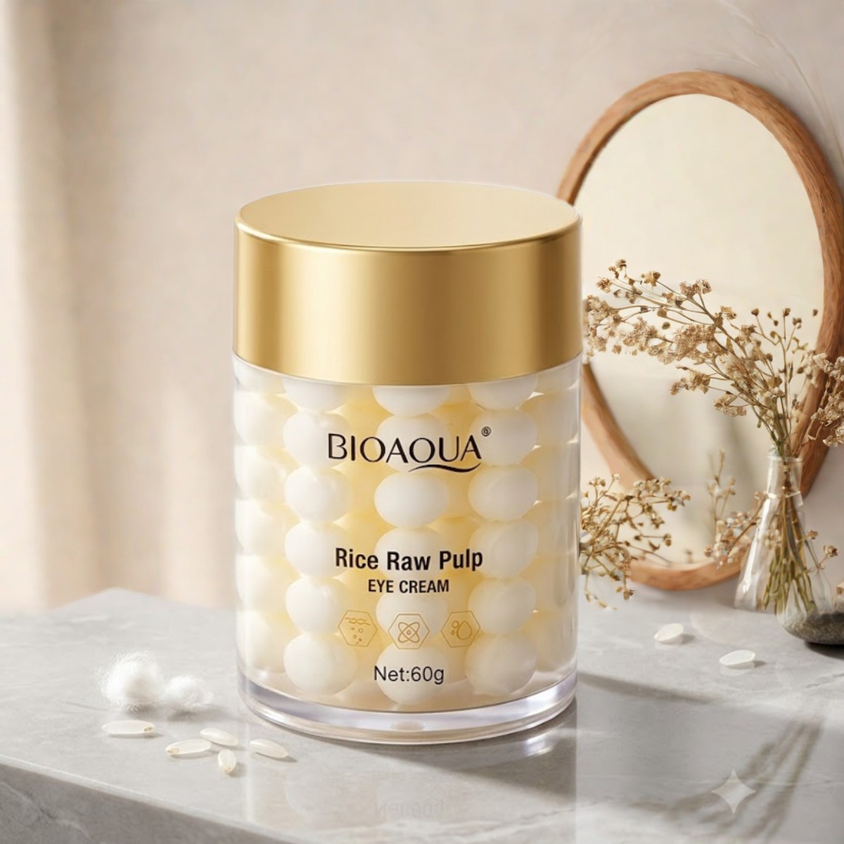 BIOAQUA Crema de Ojos de Arroz - Reduce Ojeras y Arrugas