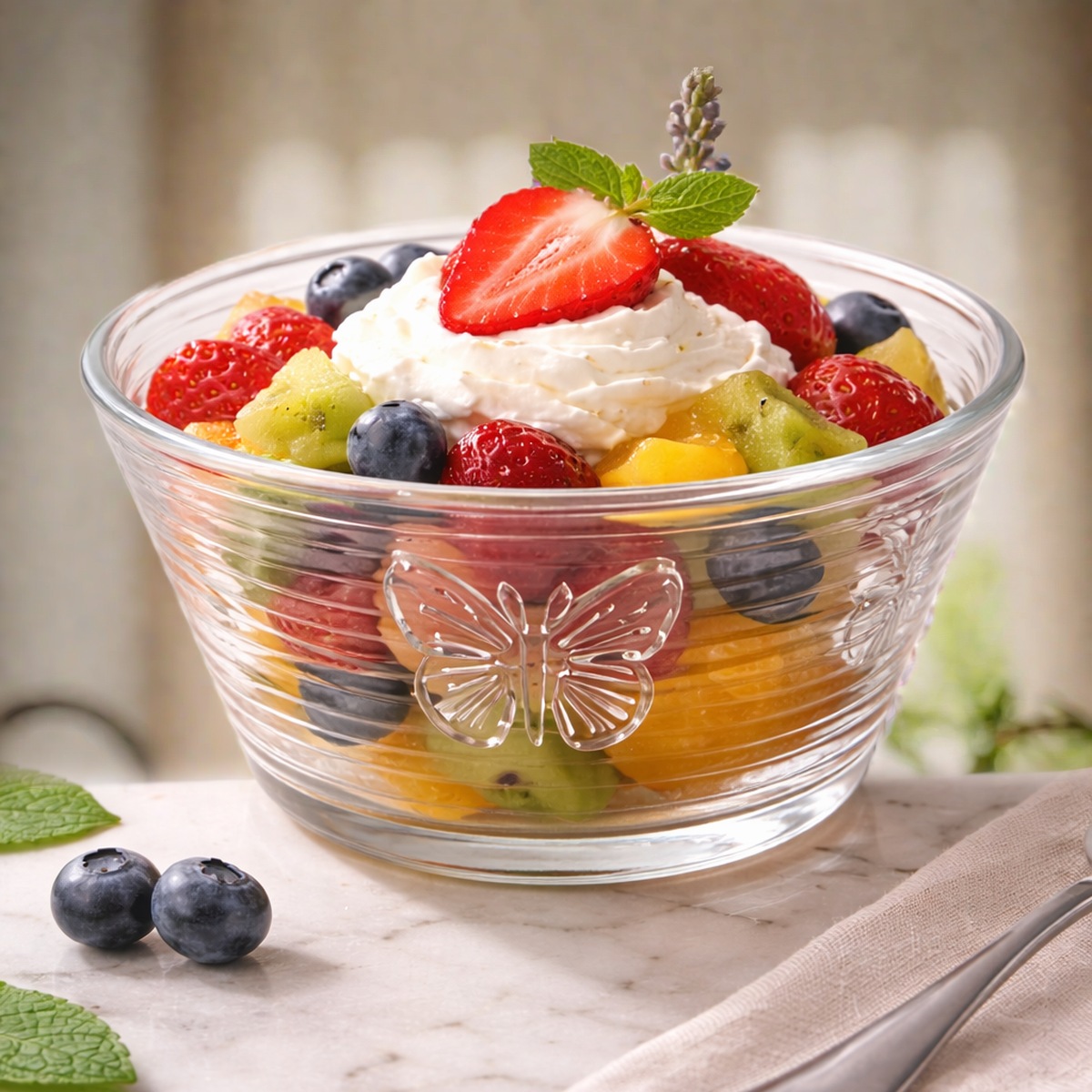 Set x6 Bowls Compotera de Vidrio con Diseño Mariposa