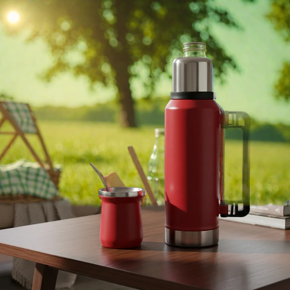 Equipo de Mate Completo: Termo 1,2 L + Mate + Bombilla – Azul