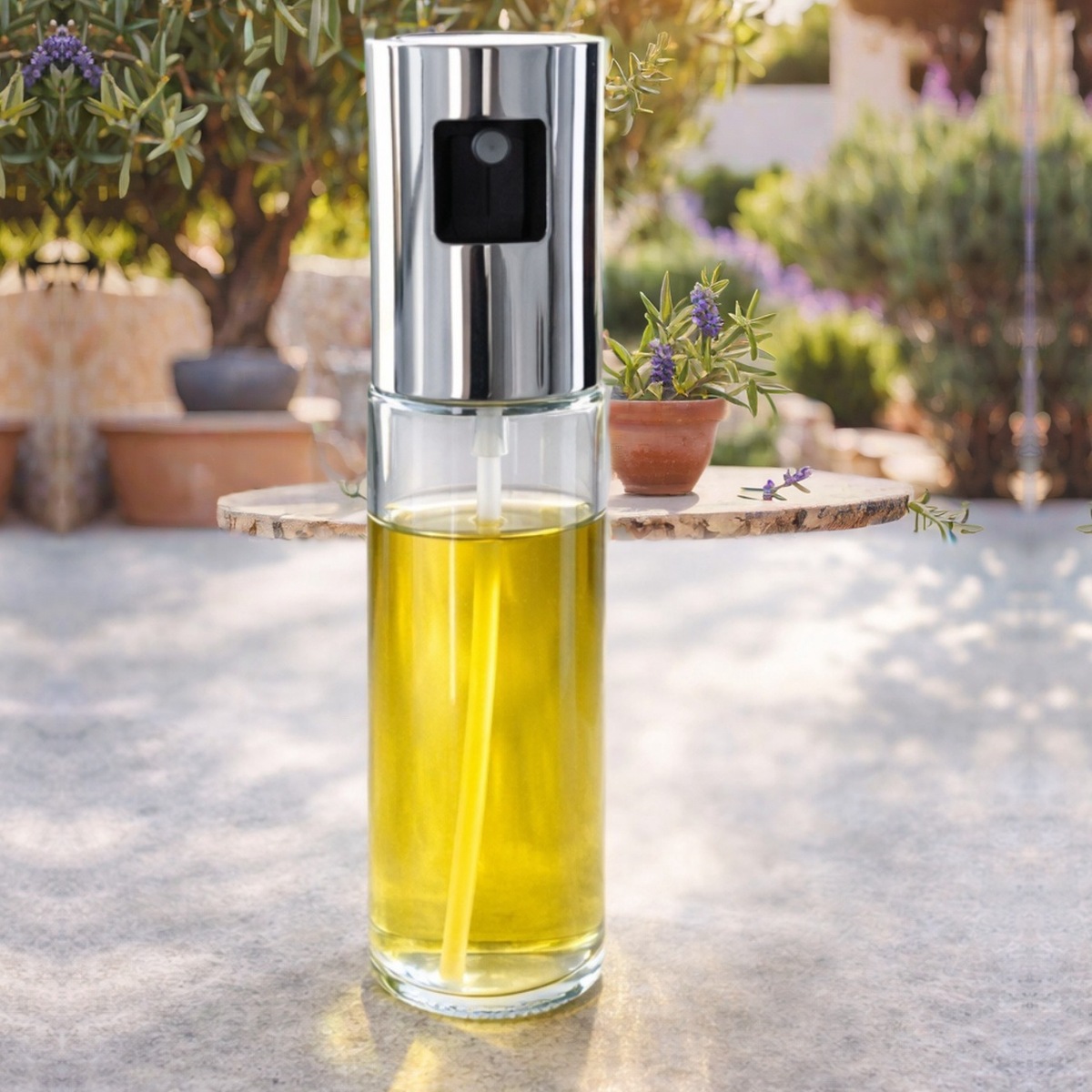 aceitero spray chico vidrio con plastico 100ml