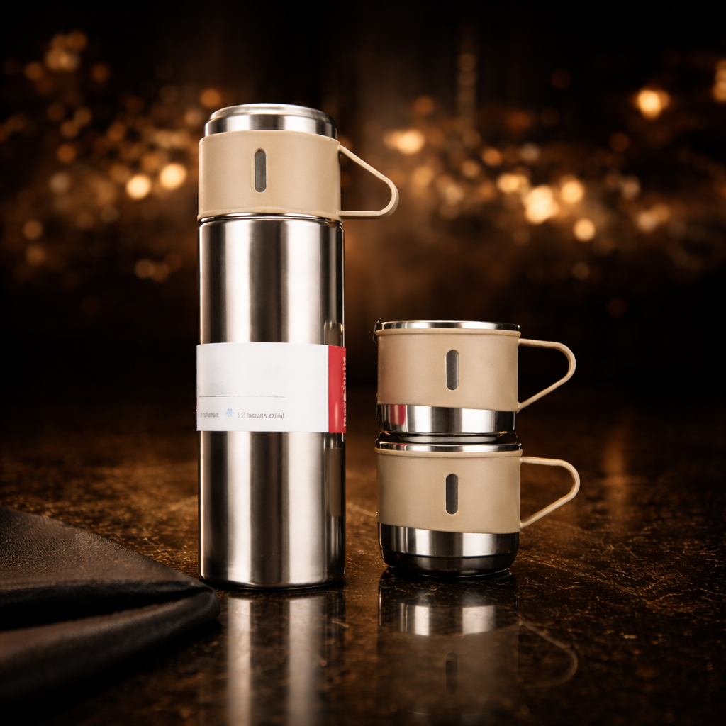 Set Termos De Agua Caliente Vasos Térmicos Café + 3 Tazas